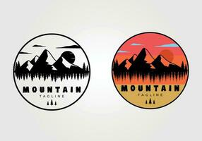 imballare di montagna emblema logo Vintage ▾ vettore illustrazione disegno, cartello e simbolo con diverso colori