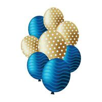 Palloncino design oro e blu colore illustrazione vettore