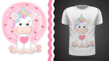 Carino unicorno - idea per la t-shirt stampata vettore