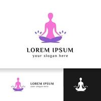 stock di disegno del logo di yoga. illustrazione vettoriale di meditazione