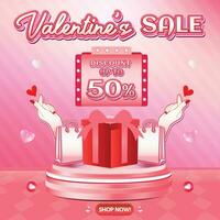 San Valentino febbraio grande vendita bandiera sconto promozione sfondo sociale media 9 vettore