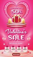 San Valentino febbraio vendita bandiera sconto promozione sfondo sociale media 8 vettore