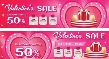 San Valentino febbraio vendita bandiera sconto promozione sfondo sociale media 10 vettore