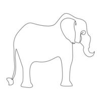 mondo selvaggio vita continuo singolo linea arte disegno e elefante uno linea schema vettore arte illustrazione