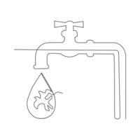 mondo acqua giorno continuo singolo linea disegno e uno linea acqua goccioline schema vettore arte illustrazione