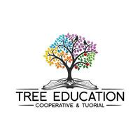 formazione scolastica albero logo. albero design in crescita su superiore di libro vettore