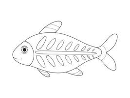 raggi X pesce vettore illustrazione. mare animale colorazione libro o pagina per bambini.