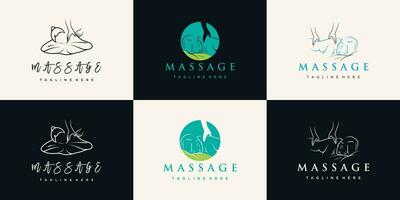 bellezza massaggio logo design fascio con premio vettore creativo concetto
