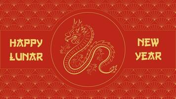 Cinese nuovo anno sfondo vettore . Cinese d'oro Drago, fan, lunare nuovo anno vacanza decorazione vettore. orientale cultura tradizione illustrazione.