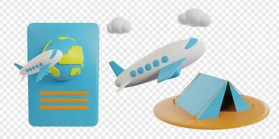 viaggio vacanza 3d icone rendere clipart. vettore