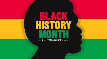 africano americano nero storia mese colorato lettering tipografia con africano uomo sfondo. celebre febbraio nel unito stato e Canada. juneteenth indipendenza giorno. Kwanzaa vettore
