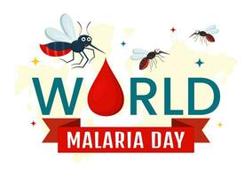 mondo malaria giorno vettore illustrazione su aprile 25 con terra protetta a partire dal zanzare per evitare zanzara morsi nel assistenza sanitaria piatto cartone animato sfondo