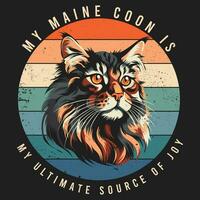 Maine coon gatto razza Vintage ▾ stile maglietta design vettore