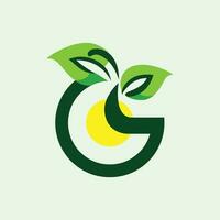 il verde logo è simboleggiato di un' combinazione di verde le foglie e un' giallo cerchio come un' simbolo di il sole. i cambiamenti per il verde logo. partire verde logo. vettore