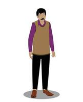 indiano insegnante tre trimestre Visualizza cartone animato personaggio per 2d animazione vettore