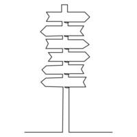 strada direzione cartello continuo singolo linea arte disegno isolato schema vettore illustrazione