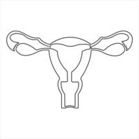 femmina riproduttore utero di continuo singolo linea arte disegno e donna giorno uno schema vettore arte illustrazione