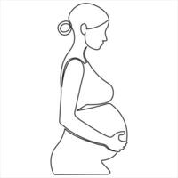 incinta donna continuo uno linea arte disegno e donna giorno schema vettore arte illustrazione