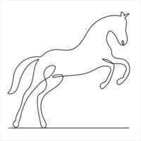 cavallo simbolo continuo singolo linea mano disegno animale e schema vettore arte minimalista design