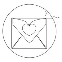 amore lettera Busta isolato icona continuo singolo linea arte disegno schema vettore illustrazione