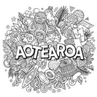 nuovo Zelanda cartone animato scarabocchio illustrazione. divertente aotearoa design. vettore