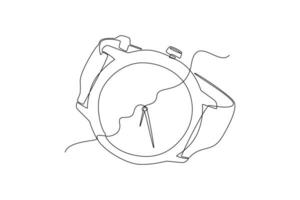 continuo uno linea disegno orologio concetto. scarabocchio vettore illustrazione.