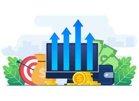 finanziario e investimento crescita concetto piatto illustrazione vettore modello, passivo reddito, Salva i soldi, profitto crescita, attività commerciale Piano strategia, crescita attività commerciale finanza, finanziario pianificazione