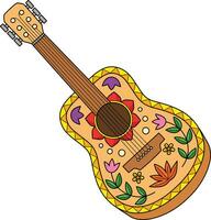 illustrazione clipart colorata del fumetto della chitarra vettore