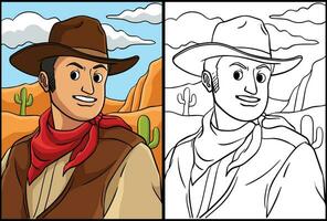 cowboy nel il deserto colorazione colorato illustrazione vettore