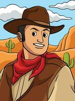 cowboy nel il deserto colorato cartone animato illustrazione vettore