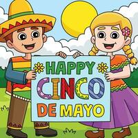 contento cinco de mayo colorato cartone animato illustrazione vettore