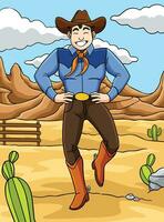 cowboy danza colorato cartone animato illustrazione vettore