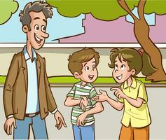 vettore illustrazione di genitori e bambini parlando