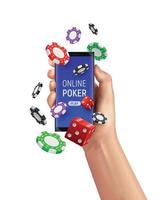 composizione smartphone online poker vettore