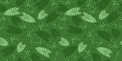 senza soluzione di continuità modello con astratto esotico le foglie. naturale verde pianta Stampa. vettore grafica.
