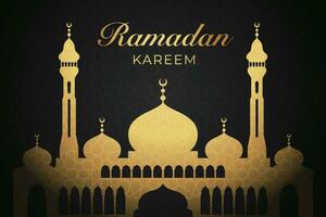 Ramadan kareem saluto carta con d'oro moschea vettore illustrazione