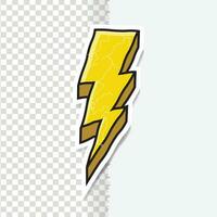 cartone animato mano disegnato fulmine bullone veloce tuono giallo elettrico icona vettore