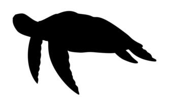 mare tartaruga silhouette. vettore illustrazione di sottomarino tartaruga su isolato sfondo. nautico disegno di subacqueo animale dipinto di nero inchiostri per icona o logo. schizzo di rettile