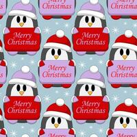 senza soluzione di continuità modello con pinguino con Natale congratulazione vettore