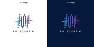 pulse musica giocatore logo elemento. logo modello elettronico musica, equalizzatore, negozio, Audio onda logo design concetto. vettore
