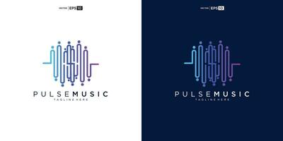 pulse musica giocatore logo elemento. logo modello elettronico musica, equalizzatore, negozio, Audio onda logo design concetto. vettore