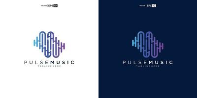 pulse musica giocatore logo elemento. logo modello elettronico musica, equalizzatore, negozio, Audio onda logo design concetto. vettore