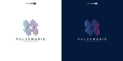 pulse musica giocatore logo elemento. logo modello elettronico musica, equalizzatore, negozio, Audio onda logo design concetto. vettore