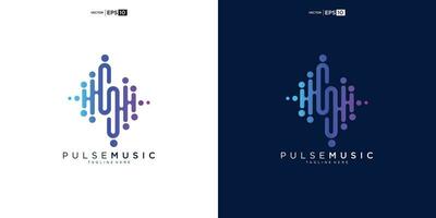 pulse musica giocatore logo elemento. logo modello elettronico musica, equalizzatore, negozio, Audio onda logo design concetto. vettore