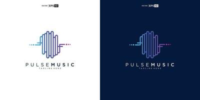 pulse musica giocatore logo elemento. logo modello elettronico musica, equalizzatore, negozio, Audio onda logo design concetto. vettore