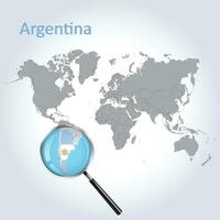 ingrandita carta geografica argentina con il bandiera di argentina allargamento di mappe, vettore arte