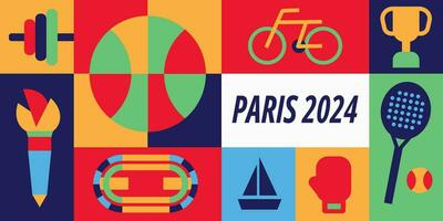 geometrico bandiera disposizione per estate gli sport gare. Parigi 2024. vettore illustrazione.