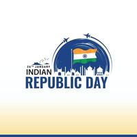 26th gennaio repubblica giorno di India celebrazione con contento indiano repubblica giorno modello bandiera design. contento repubblica giorno di India vettore