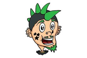 punk roccia uomo sorridente caricatura cartone animato personaggi vettore