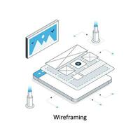 wireframing isometrico azione illustrazione. eps file vettore